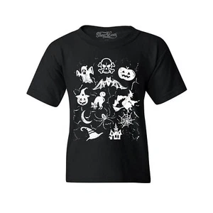 Halloween Mash Witch Skull Pumpkin Ghost Cat Youth's T-Shirt Halloween Shirts - Picture 1 of 5