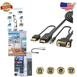 Connect your VGA Laptop to HDMI TV - 50FT Adapter Cable with Audio Solution - Picture 1 of 11