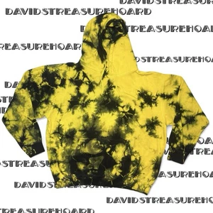 Fashion Nova Men’s Size L Black and Yellow Bumblebee Tie Dye Hoodie Acid Wash - Picture 1 of 6