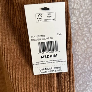 BILLABONG milchschokobraune Cordshorts mit Kordelzug. Größe M. - Bild 1 von 5
