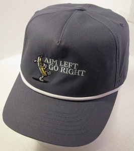 Puma Golf Hat Mens Gray Blue Retro Rope Adjustable Aim Left Go Right Banana Cap - Picture 1 of 9