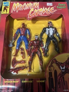 Marvel Maximum Carnage Triple Threat Spider-Man Carnage Venom Toy Biz 1994 NEW - Picture 1 of 1