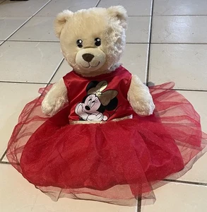 Build A Bear Plush Light Brown Bear BAB Wearing A Minnie Mouse Dress 40cm - Foto 1 di 7