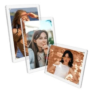 Acrylic Picture Frames 5x7 Inch Set of 3, Tabletop and Refrigerator 5X7 Clear - Picture 1 of 7