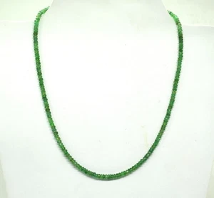 Zambian Green Emerald Faceted Roundel Beaded Necklace-Emerald Precious Necklace, - Picture 1 of 5