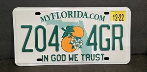 Florida License Plate Z04 4GR Double Oranges IN GOD WE TRUST - Picture 1 of 2