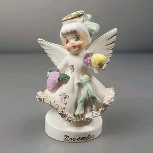 Napco November Birthday Angel 1950s Vintage Spaghetti Trim Made In Japan - Picture 1 of 8