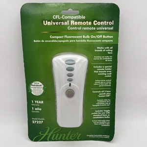 Hunter 27227 White CFL Compatible Wireless Plastic Universal Fan Remote Control - Picture 1 of 5