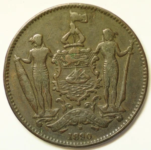 mw28449 British North Borneo Cent 1890 H Heaton, Birmingham Mint KM#2 - Picture 1 of 2