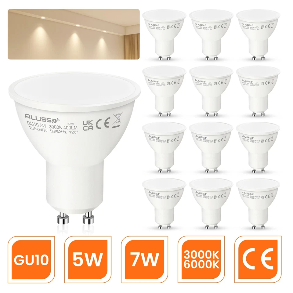 1 4 8 10 20 Pack GU10 LED Light Bulbs 5W 7W 3000K/6000K Energy Saving Light 120° - Image 1 of 1