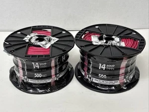 LOT OF 2 ROLLS Southwire 14 Gauge Solid Copper THHN 500 Ft Red Building Wire - Picture 1 of 4