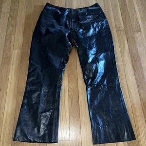 Maxima Wilson’s Pantalone Pelle Nero Taglia 10 Moto Equitazione Gamba Dritta Vintage - Foto 1 di 12