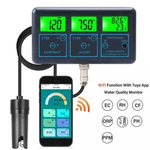 7in1 Smart Wifi Monitor Fish Tank Pool Water Quality Meter PH ORP EC PPM Tester - Picture 1 of 18