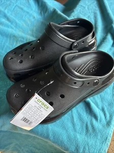 Crocs Classic Mega Crush High Shine Clogs Black High Heel Sandals M8/W10 - Picture 1 of 10