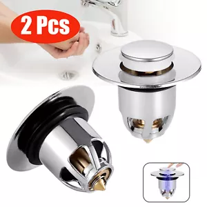2 PACK Bathroom Sink Plug Stopper Pop-Up Drain Filter Wash Basin Core Bounce NEW - Picture 1 of 16