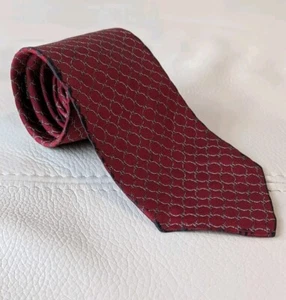 HERMES TIE 5274 SA Gray H Figure Geometric on Red Silk Necktie - Picture 1 of 6