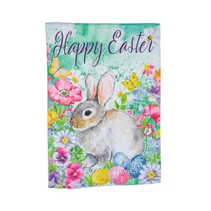 Bunny in the Garden 14S11290 Evergreen SUEDE Garden Flag 12.5" x 18" - Picture 1 of 2