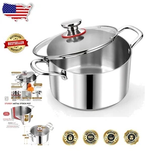 8 Quart Stainless Steel Tri-Ply Stockpot with Lid for Induction & Gas Cooking - Picture 1 of 9