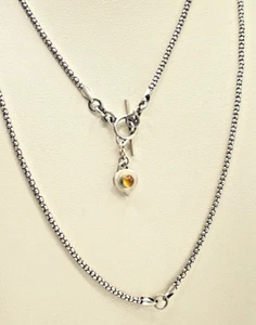 Ivey 925 Sterling Silver Citrine Long Beaded Toggle Necklace 32" - Picture 1 of 6