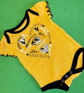 NCAA Missouri Tigers Mustard Bodysuit 0-3 months - Picture 1 of 4