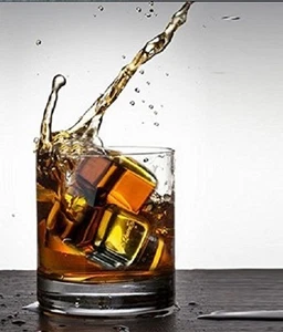 Stainless Steel Reusable Ice Cubes,Whiskey,Wine,Beverage,6pc velvet Bag/Gift Box - Picture 1 of 2