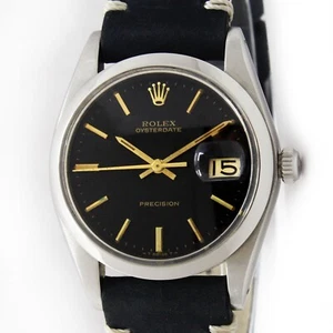 Vintage Rolex Oyster Date Precision Winding Original Black Dial 34mm Watch 6694 - Picture 1 of 13