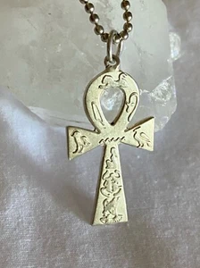 "Colgante Ankh de plata de ley 925 Egipto llave de la vida con collar de cuentas de bola de 30""" - Imagen 1 de 9