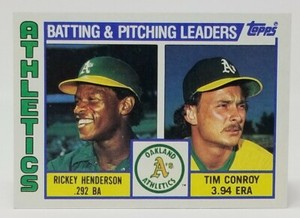 1984 Topps Baseball Card Rickey Henderson #156 Oakland Athletics Leaders
