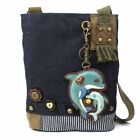 New Chala Patch Crossbody Messenger  Bag Denim Navy Blue Dolphin Coin Purse Gift