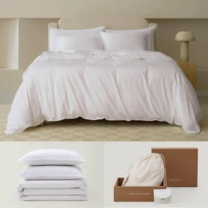 Double Stitch BedSure Duvet Cover Set Full/Queen 90"x90" Organic Cotton NIB - Picture 1 of 6