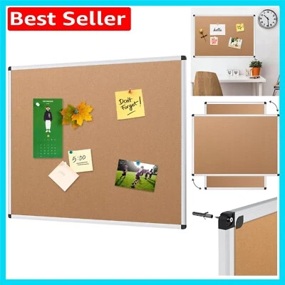 Versatile 60x45 cm Cork Pin Board with Aluminium Frame - Perfect for Any Space - Image 1 of 4