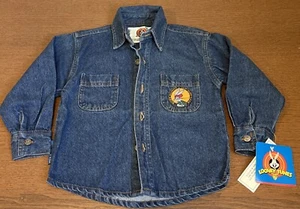 Vintage Rare 1998 Looney Tunes blues Bugs Bunny Denim Trucker Jacket Sz Kids 4T - Picture 1 of 11