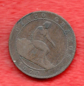 ESPAÑA 5 CÉNTIMOS 1870 - Imagen 1 de 2