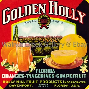 Florida Crate Label Fine Art Print, Grove, approx 10.8" x 10.8" 13217 - Picture 1 of 1