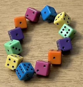 Dice Bracelet Retro Colorful Vibrant Gambling Jewelry Stretchy - Picture 1 of 12