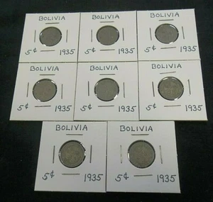 DEALER LOT (8) 1935 BOLIVIA 5 CENTAVOS REDUCED 7/9/25 (7347) - Picture 1 of 2