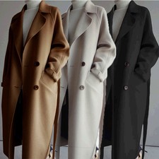 Cashmere women's coat coat belt trench coat lapel wool blend parka coat