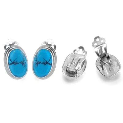 925 ECHT SILBER *** Edelstein Ohrclip Ohrklemme oval Clips-Ohrringe ohne Loch - Bild 1 von 4