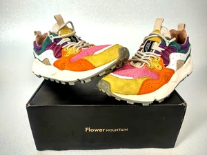 Flower Mountain YAMANO 3 WOMAN Suede Rainbow Fabric Sneakers Beige 7.5 NICE! - Picture 1 of 10
