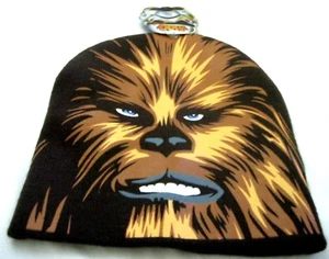 Halloween Disney Kid's Brown with Chewbacca Face Applique Knit Beanie Hat-New! - Picture 1 of 3