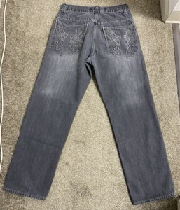 Southpole Premium Men's 34 Black Jeans Y2K Wings On Back Pockets Hip Hop - Picture 1 of 8