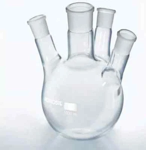 Borosil Flask Of round Bottom And Four Neck with 1000ML Capacity - Picture 1 of 6