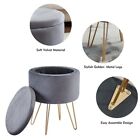 Round Velvet Footrest Stool Ottoman, Upholstered Vanity Chair Pouffe With...