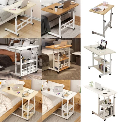 Laptoptisch Computertisch HöHenverstellbar + Rollen Laptop Beistelltisch 90cm - Bild 1 von 4