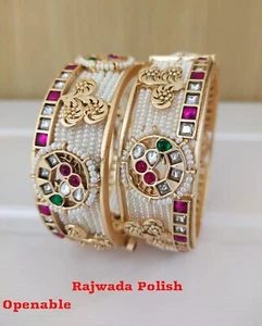 Indian Fashion Jewelry Matt Gold Plated Bollywood Ethnic Indian Wedding Bangle - Picture 1 of 4