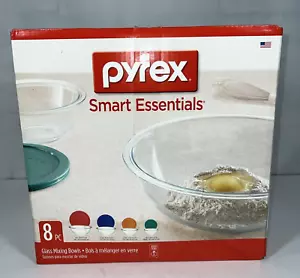 2012 NUOVO 8 PZ Pyrex Smart Essentials set ciotola di miscelazione vetro 4 ciotole e 4 coperchi - Foto 1 di 9