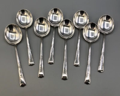 Juego de 8 cucharas sopera caldo Greenbrier de Gorham plata esterlina 5,5" Foto 1 de 4