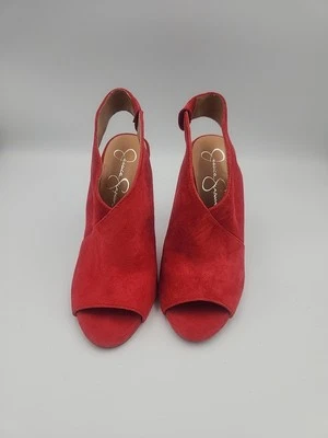 Jessica Simpson JS-Jourie2 Tacones de gamuza rojos punta abierta para mujer talla 6M Foto 1 de 4