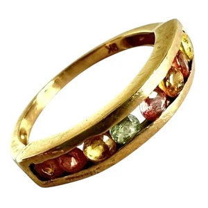 Multicoloured Spinel Ring 9ct Gold Channel Set Size J Hallmarked 375 9K - Picture 1 of 24