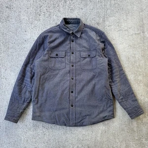 Faherty Reversible Quilted Jacket Shacket Snap Button Lined Pockets Gray Large? - Picture 1 of 21